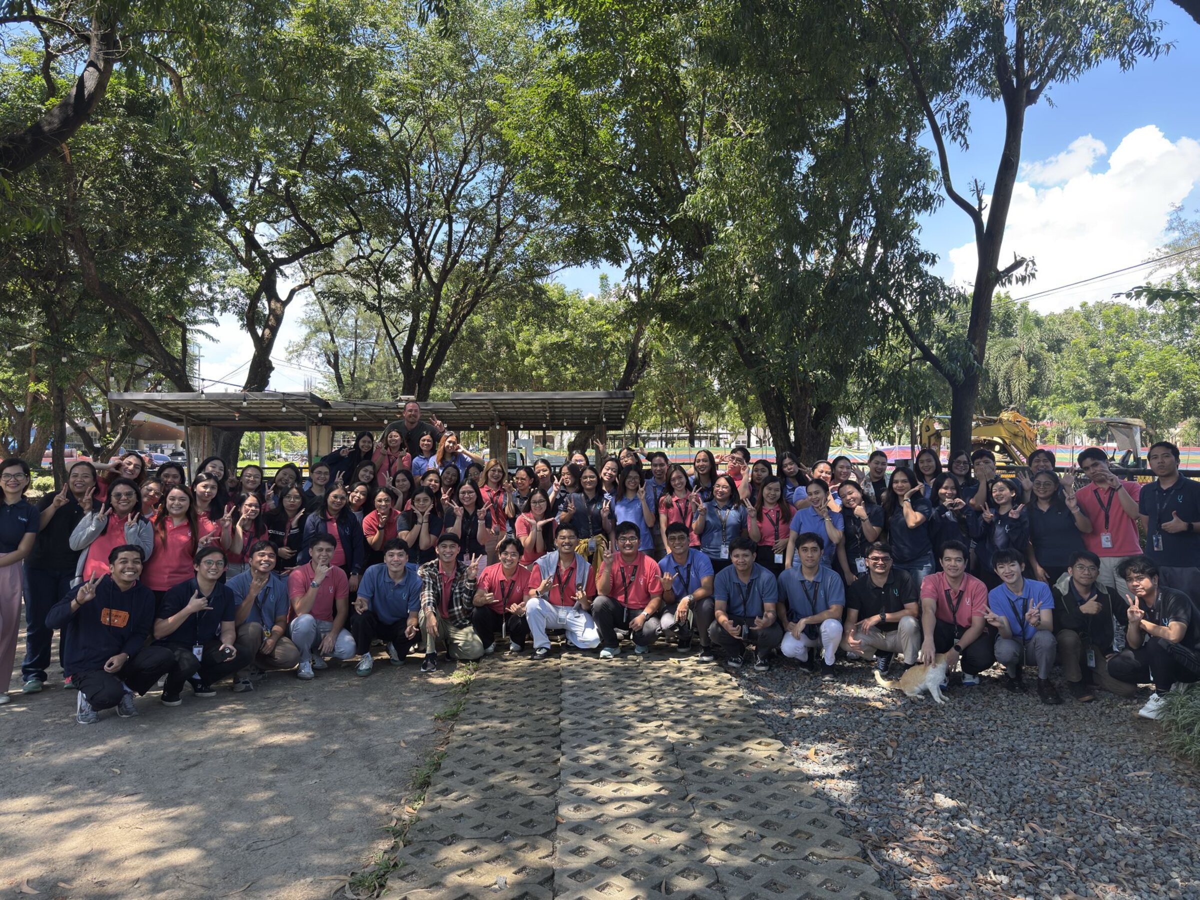 More than a hundred Yoonet staff gathered under the trees