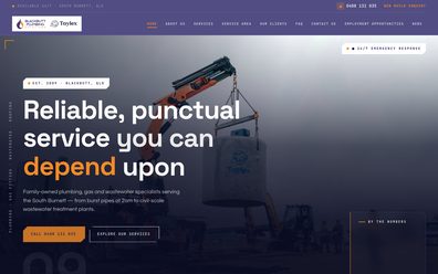 Blackbutt Plumbing website on desktop
