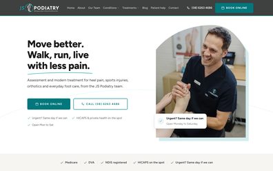 JS Podiatry website on desktop