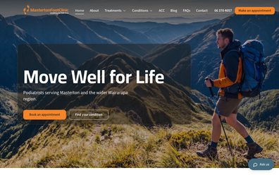 Masterton Foot Clinic website on desktop