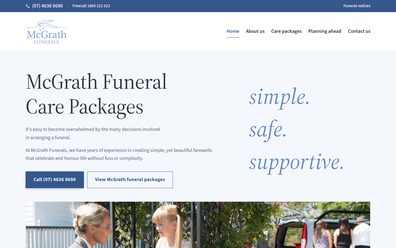 McGrath Funerals website on desktop