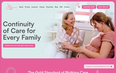 My Midwives website on desktop