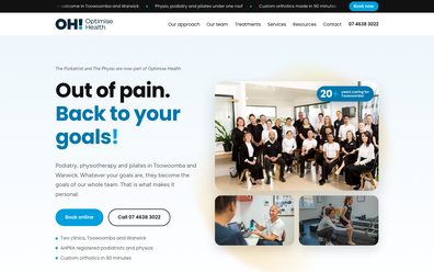 Optimise Health website on desktop