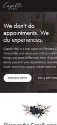 Capelli Hair website on mobile