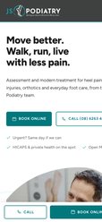 JS Podiatry website on mobile