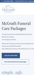 McGrath Funerals website on mobile