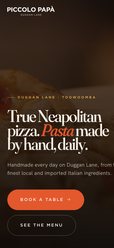 Piccolo Papa website on mobile