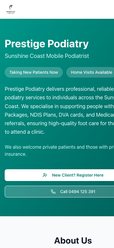 Prestige Podiatry website on mobile